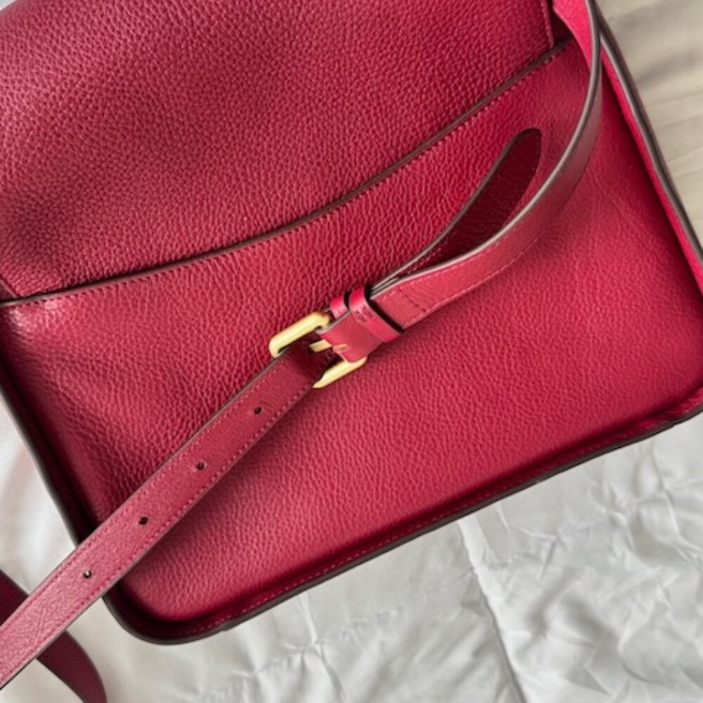 Red Radley London Medium Westwell Lane Flapover Crossbody in Cranberry Leather - Picture 9 of 9